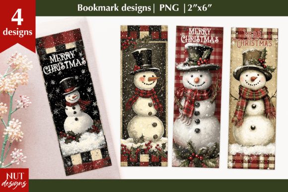 Christmas Bookmark Cute Fairy Snowman vintage bookmark christmas printable