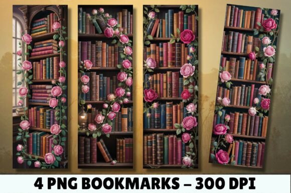 Floral Book Stack Vintage Bookmark vintage bookmark christmas printable