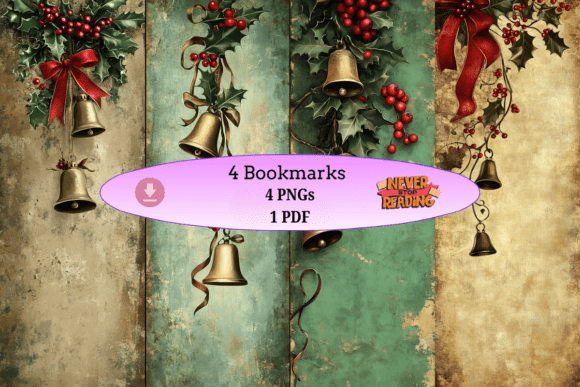 Vintage Christmas Bells Set vintage bookmark christmas printable