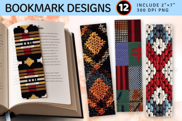 Crochet Knitted Plaid PNG Bookmark Design vintage crochet lace bookmark pattern