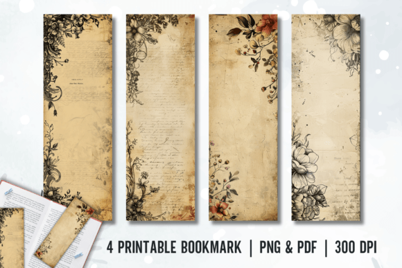 Elegant Vintage Handwritten Bookmark vintage floral bookmark printable