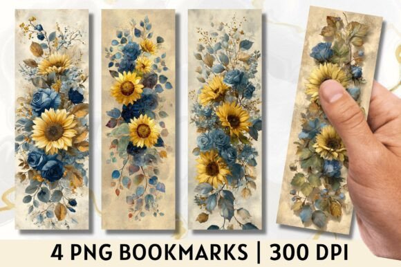 Vintage Sunflower Rose Floral Bookmark vintage floral bookmark printable