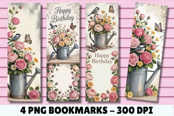 Vintage Watering Can Floral Bookmark vintage floral bookmark printable