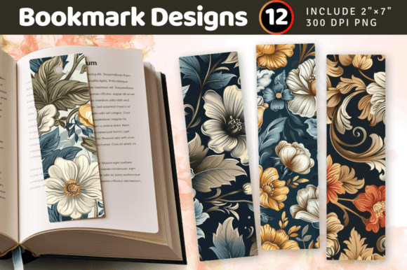 Vintage Retro Floral Bookmark PNG Sublimation vintage floral bookmark printable