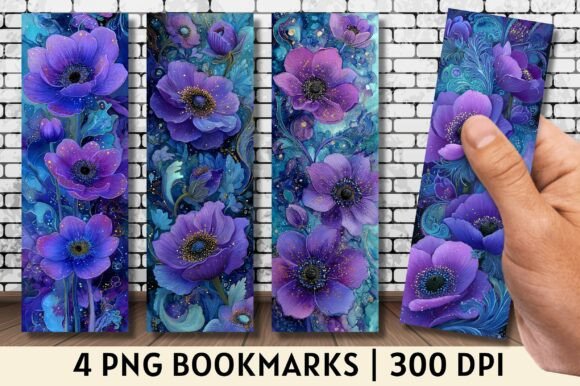 Vintage Purple Anemone Floral Bookmark vintage floral bookmark printable
