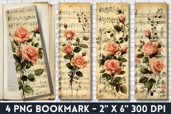 Vintage Watercolor Floral Music Bookmark vintage floral bookmark printable