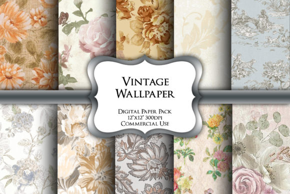 Vintage Wallpaper Digital Paper Pack vintage frame background wallpaper png