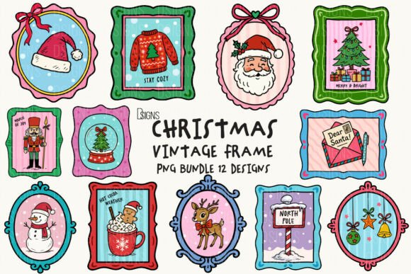 Christmas Vintage Frame Bundle Clipart vintage frame clipart png transparent