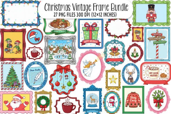 Christmas Vintage Frame Bundle Clipart Vol. 2 vintage frame clipart png transparent