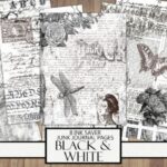 Vintage Ink Saver Junk Journal Papers vintage frame photo collage wall art