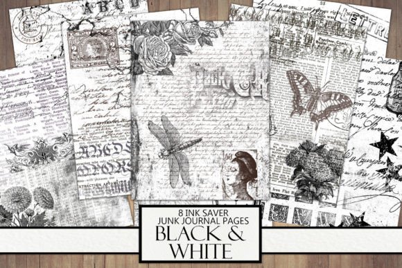 Vintage Ink Saver Junk Journal Papers vintage frame photo collage wall art