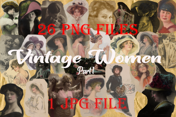 Vintage Women Collage Paper vintage frame photo collage wall art