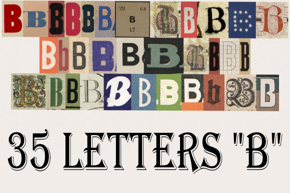Vintage Ephemera Collage Alphabet B vintage frame photo collage wall art