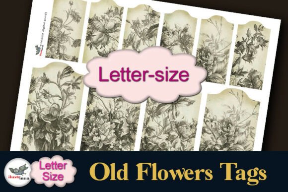 Vintage Floral Printable Tags Letter vintage frame photo collage wall art