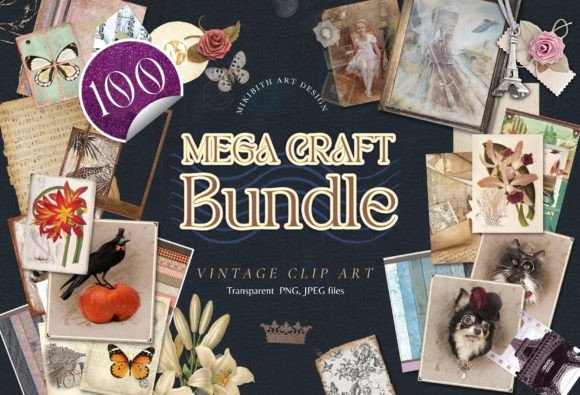 Mega Vintage Bundle 100 vintage frame photo collage wall art