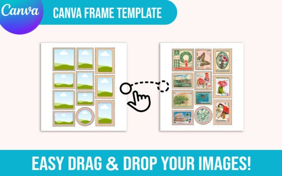 Postage Stamp Trendy Canva Frames vintage frame photo collage wall art