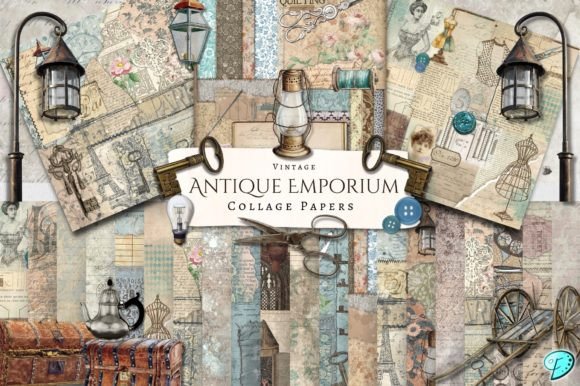 Antique Emporium Digital Collage Papers vintage frame photo collage wall art