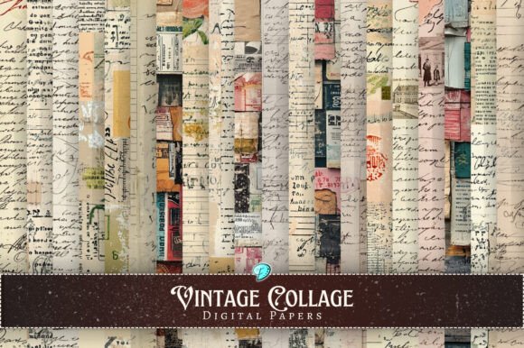 Vintage Collage Digital Papers Printable vintage frame photo collage wall art