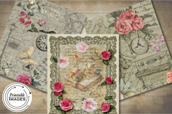 Vintage Collage Background Papers vintage frame photo collage wall art