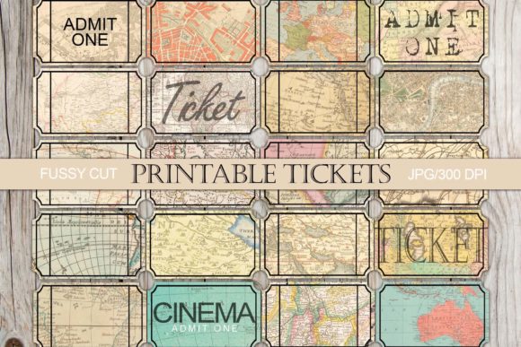 Vintage Map Tickets vintage frame design template printable