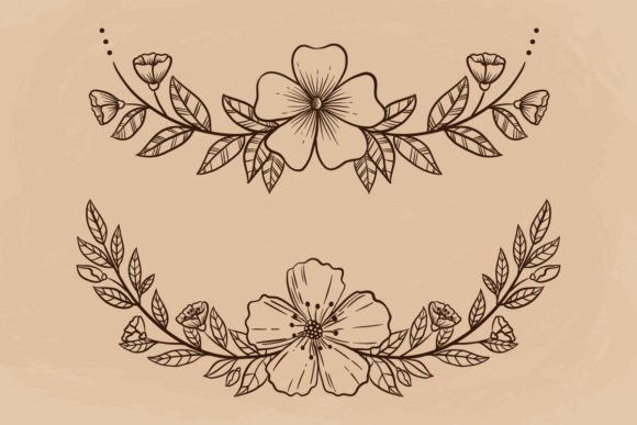 Vintage Floral Frame Hand Drawing vintage frame drawing sketch stencil