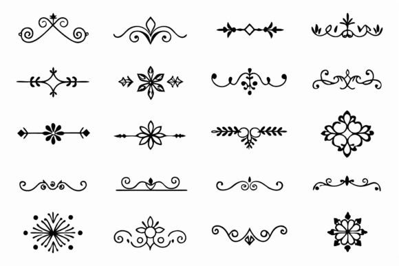 SVG Ornaments Line Art Borders Floral Vol. 18 vintage frame drawing sketch stencil