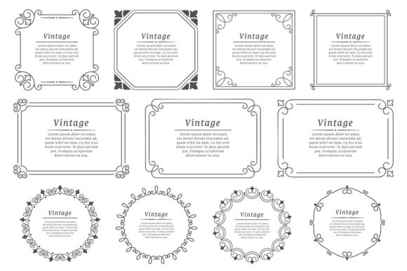 Royal Hand Drawn Text Frame vintage frame graphic illustration silhouette outline