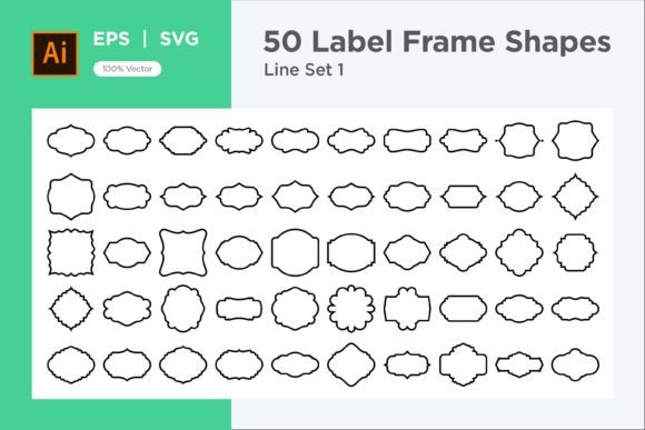 Label Frame Shape Line 50 — Set 1 vintage frame graphic illustration silhouette outline