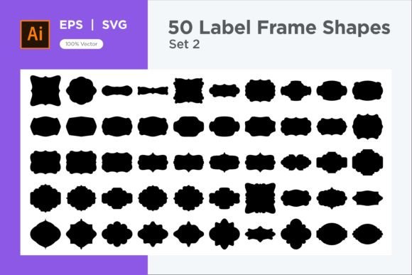 Label Frame Shape 50 — Set 2 vintage frame graphic illustration silhouette outline