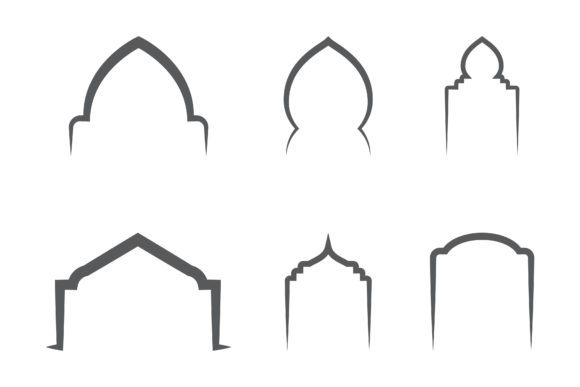Widow Mosque Logo Vector vintage frame graphic illustration silhouette outline