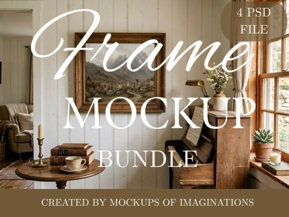 Vintage Frame Mockup Bundle 4 PSD vintage frame mockup psd