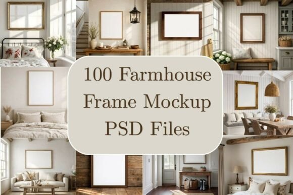100 Farmhouse Wood Frame Mockup Bundle vintage frame mockup psd
