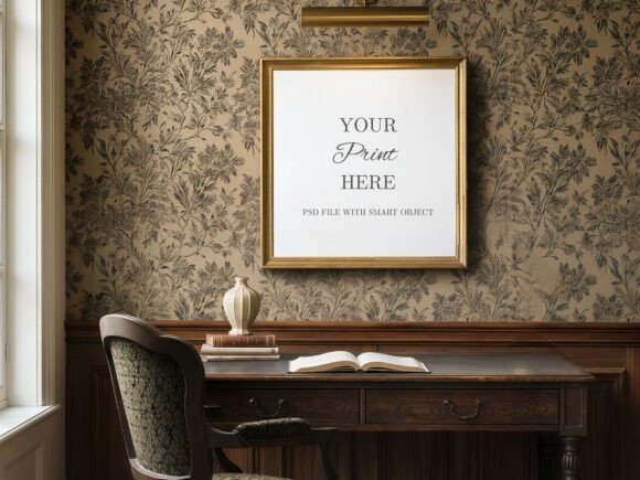Vintage Study Office Square Frame Mockup vintage frame mockup psd