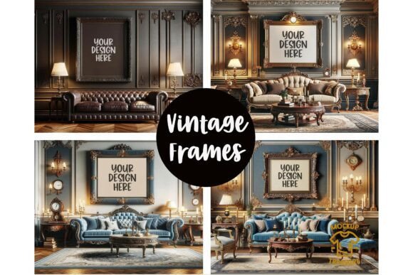 Vintage Classic Room Frame Mockup Bundle vintage frame mockup psd