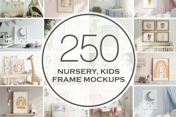 Kids Nursery Frame Mockup Bundle vintage frame mockup nursery kids room
