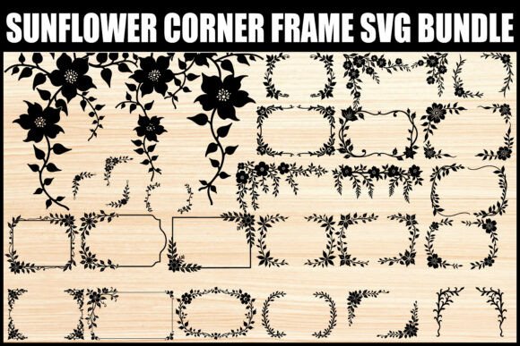 Sunflower Floral Corner Frame SVG Bundle vintage frame rectangle png transparent svg