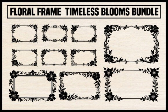 Floral Frame Timeless Blooms Bundle vintage frame rectangle png transparent svg