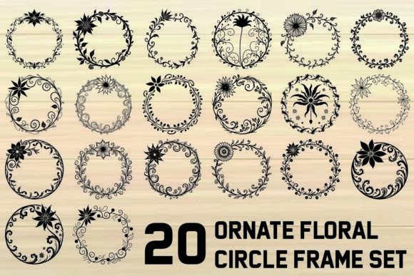 Ornate Floral Circle Frame Set vintage frame round circle oval png transparent