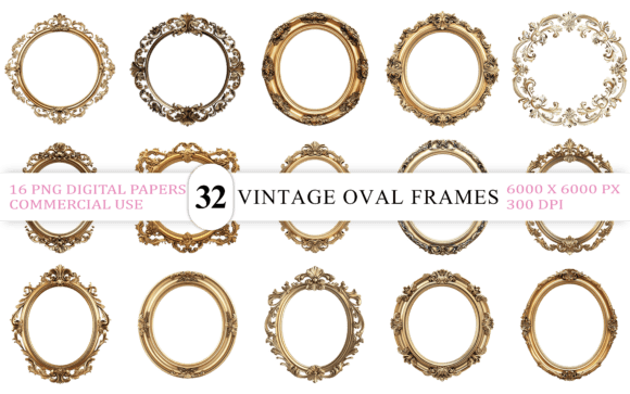 Elegant Vintage Oval Frames Bundle vintage frame round circle oval png transparent