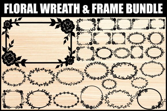 Floral Wreath and Frame SVG Bundle vintage frame round circle oval png transparent