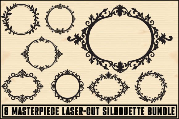 Elegant Laser Cut Frame Bundle Vol. 14 vintage frame round circle oval png transparent