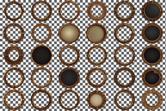 Decorative Circular Empty Golden Frame vintage frame round circle oval png transparent
