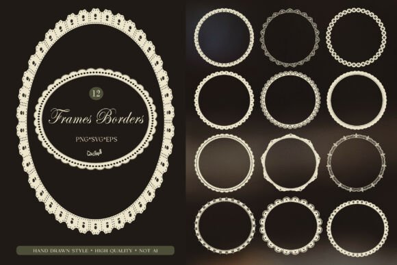 Vintage Lace Circle Frame PNG SVG Bundle vintage frame round circle oval png transparent