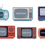 Set Old Televisions with Text Frame vintage frame tv art samsung display