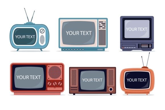 Set Old Televisions with Text Frame vintage frame tv art samsung display