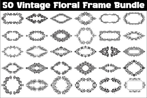 Vintage Floral Frame Vector Bundle vintage frame vector svg png transparent