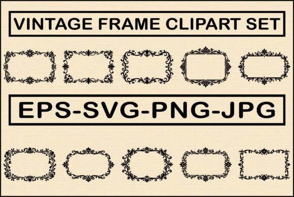 Elegant Vintage Frame Clipart Set vintage frame vector svg png transparent