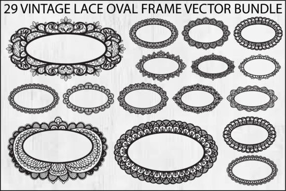 Vintage Lace Oval Frame Bundle vintage frame vector svg png transparent