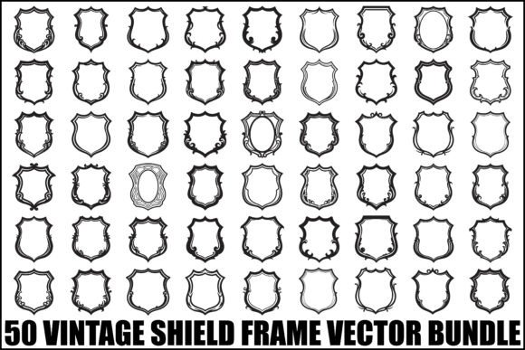 Vintage Shield Frame Vector Bundle vintage frame vector svg png transparent