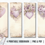 Vintage Heart Purple Printable Bookmark vintage heart bookmark printable